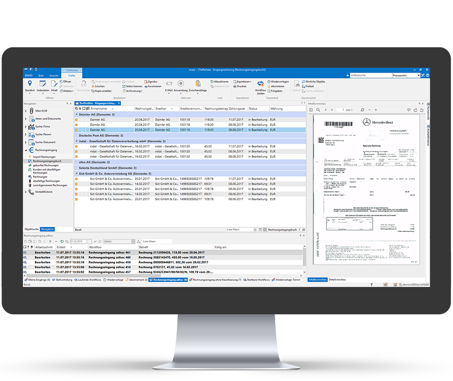 rechnungseingangskorb screenshot mockup desktop